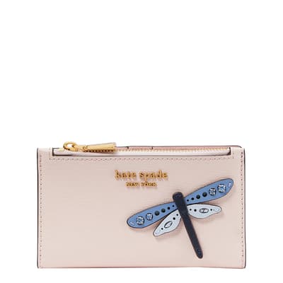 Dragonfly Novelty Embellished Saffiano Leather Small Slim Bifold Wallet