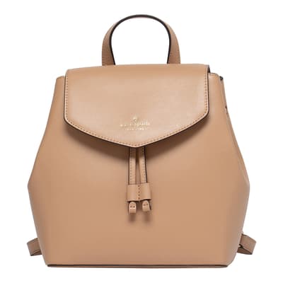 Lizzie Saffiano Leather Medium Flap Backpack