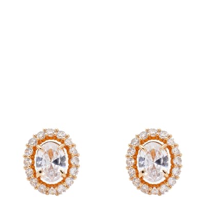 Clear Victoria Oval Halo Studs