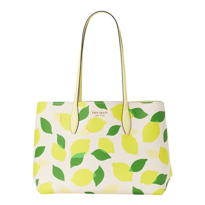 All Day Lemon Toss Printed Pvc Large Tote