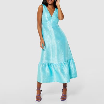  Blue A-Line Crinkle Dress