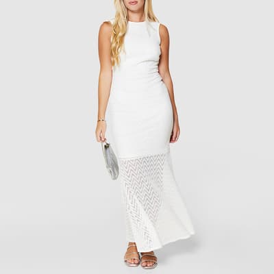  White Crochet Lace Maxi Dress