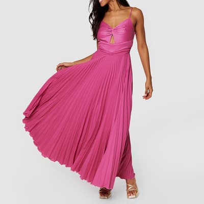  Pink Pleated Maxi Dress