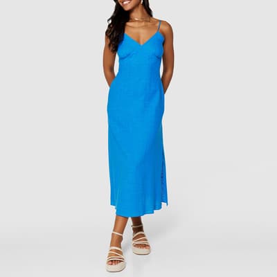  Blue A-Line Midi Cami Dress