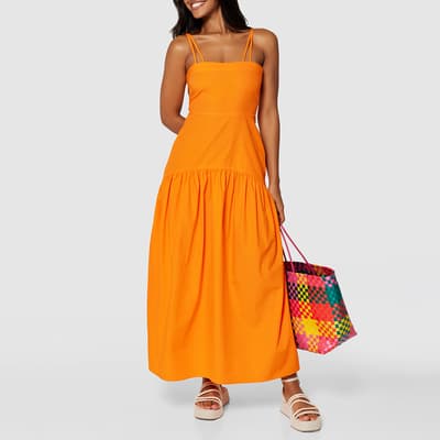  Orange A-Line Maxi Dress