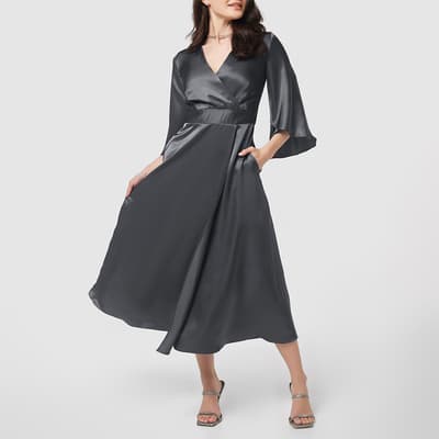  Grey A-Line Wrap Dress
