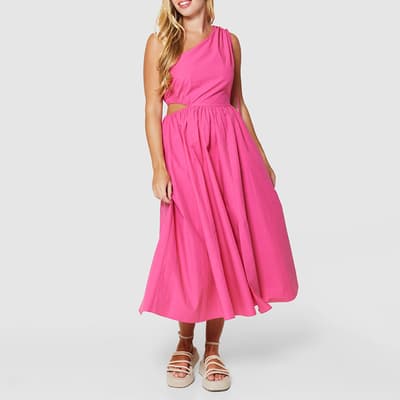  Pink A-Line One shoulder Dress
