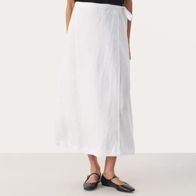 White Gadiela Linen Midi Skirt