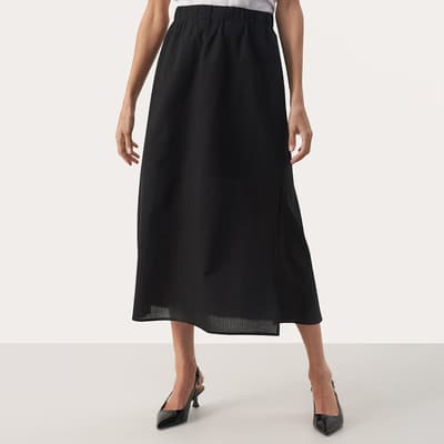 Black Germila Cotton Midi Skirt