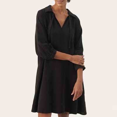 Black Erona Linen Mini Dress