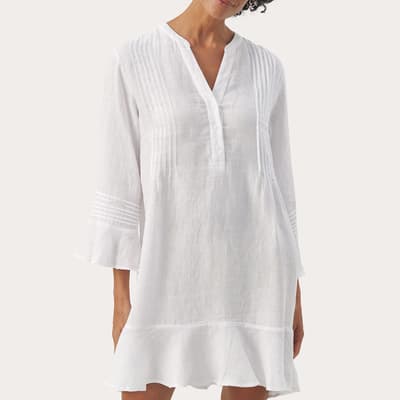 White Etena Linen Mini Dress