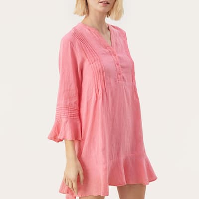 Pink Etena Linen Mini Dress