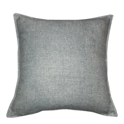 Faux Linen Silver Cushion With Flange 45 x 45 cm