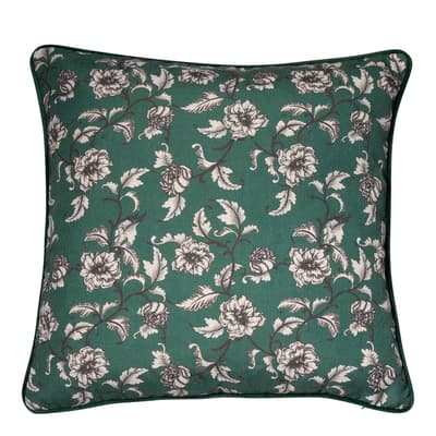Classic Floral Printed Green Cushion  45 x 45 cm
