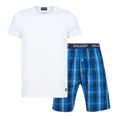 White and Blue Short Sleep Set