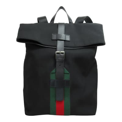 Gucci Black Web Fold Over Techno Backpack