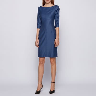 Blue Dokos Wool Blend Dress