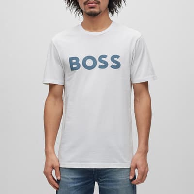 White Chest Logo Cotton T-Shirt