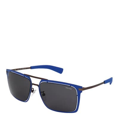 Men's Matte Blue Brown Police Sunglasses 56mm