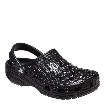 Unisex Black Croc Priny Clog