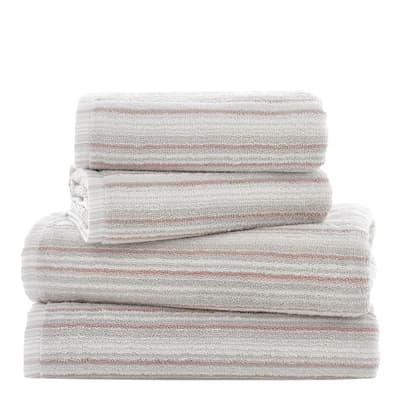 Didlington Stripe Pair of Hand Towels, Pink