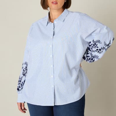 Blue Stripe Embroidered Shirt