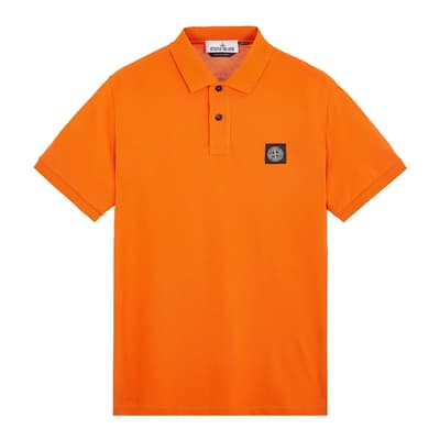 Orange Cotton Blend Polo Shirt