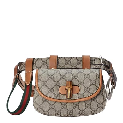 Gucci Beige/Tan Gucci Supreme Canvas And Leather Bamboo 1947 Belt Bag