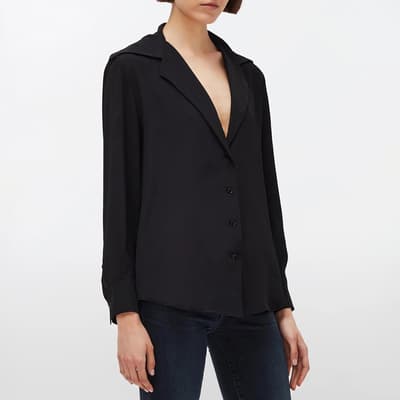 Black V-Neck Silk Blend Jumper