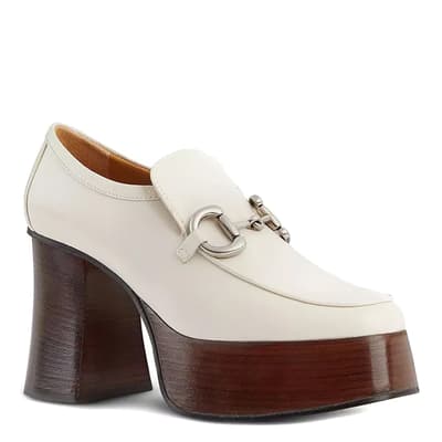 Women's White Heeled Loafer