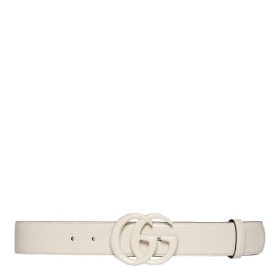 Gucci White Marmont Wide Belt