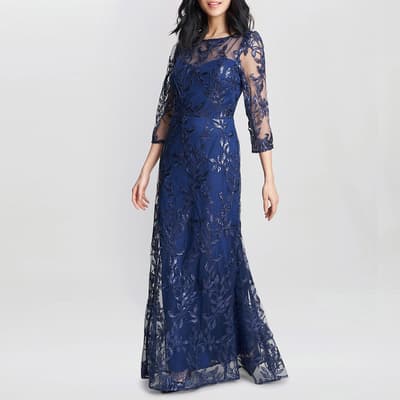 Navy Jordana Beaded Maxi Dress