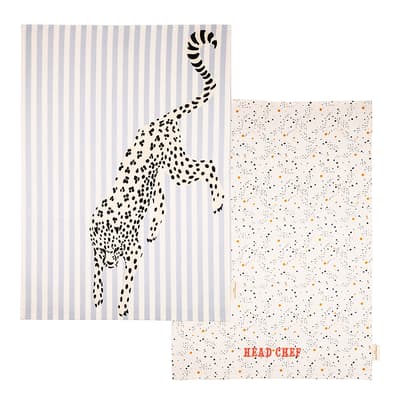 Set of 2 Cheetah Tea Towels