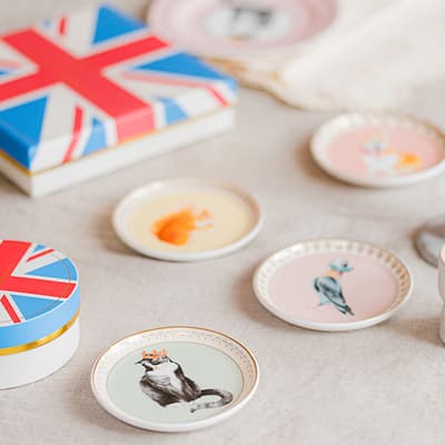 Set of 4 Best of British Ceramic Coasters in Gift Box