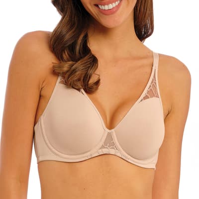 Beige Lisse Underwire Moulded Non Padded Bra 