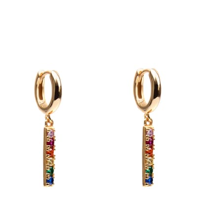 Gold Ziggy Multi Gemstone Drop Earrings