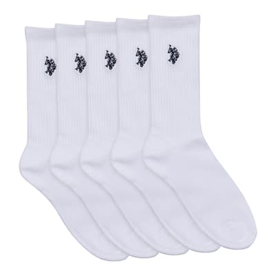 White 5 Pack Cotton Classic Sports Socks