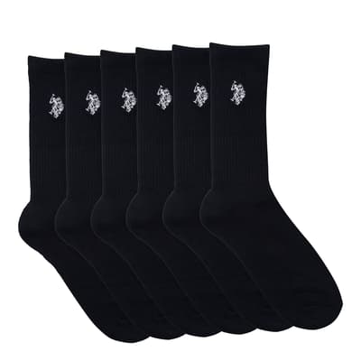 Black 5 Pack Cotton Classic Sports Socks