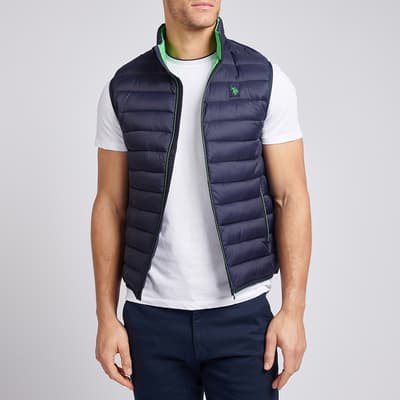 Navy Quilted High Neck Gilet