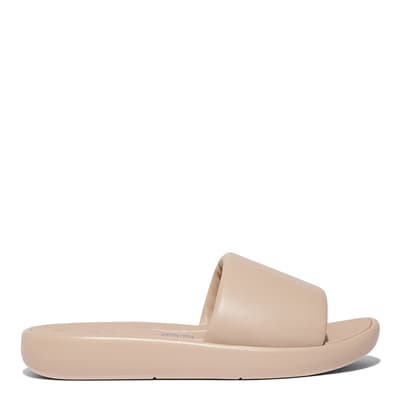 Beige Leather Iqushion D-Luxe Padded Slides