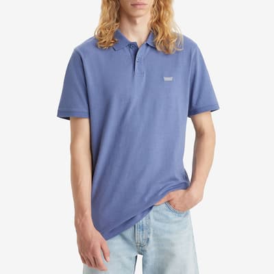 Mid Blue Short Sleeve Cotton Polo Shirt