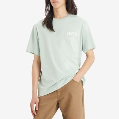 Sage Printed Logo Relaxed Cotton T-Shirt