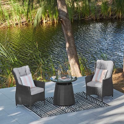 Turnbury Bistro Set with Side Table, Mixed Grey