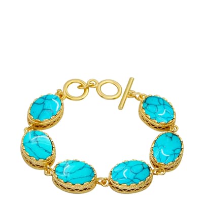 18K Gold Multi Oval Turquoise Bracelet