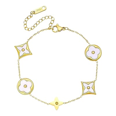 18K Gold Mother Of Pearl Multi Clover Bracelet