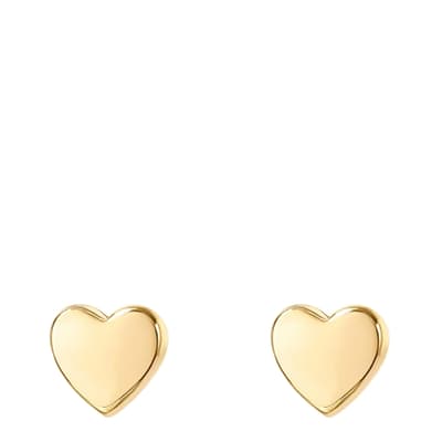 18K Gold Heart Polished Stud Earrings