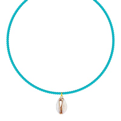 18K Gold Turquoise Shell Drop Necklace