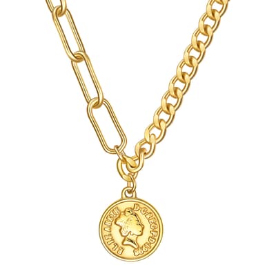 18K Gold Modern Coin Chain Necklace