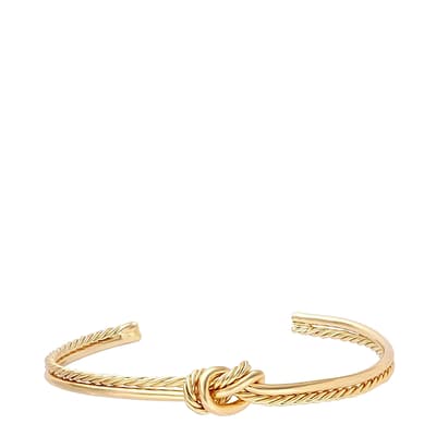 18K Gold Polished & Texture Knot Cuff Bangle