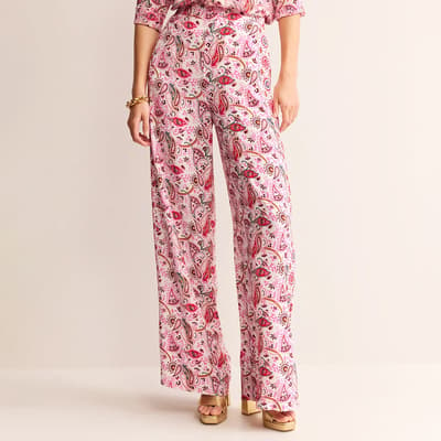Pink Palazzo Crepe Trousers
